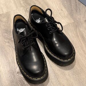 Dr. Martens Black Oxford Shoes with Yellow Stitching